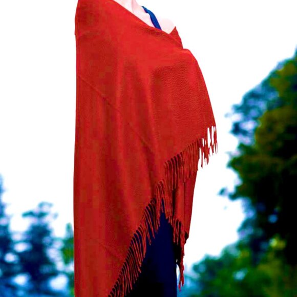 $985 XL LONG HOLLAND & SHERRY 100% CASHMERE RED SCARF WRAP SHAWL Scotland 29x 75 - Picture 1 of 12